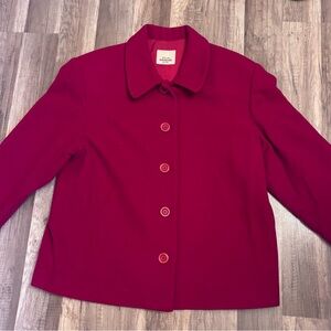 Haggar Women's Vibrant Red Blazer Made in Canada cashmere blend